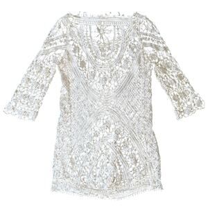 Breeze Ever Ivory-Colored Crochet Lace Tunic Size M